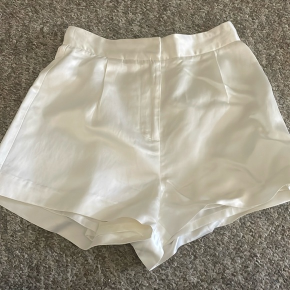White Silk Intermix Shorts